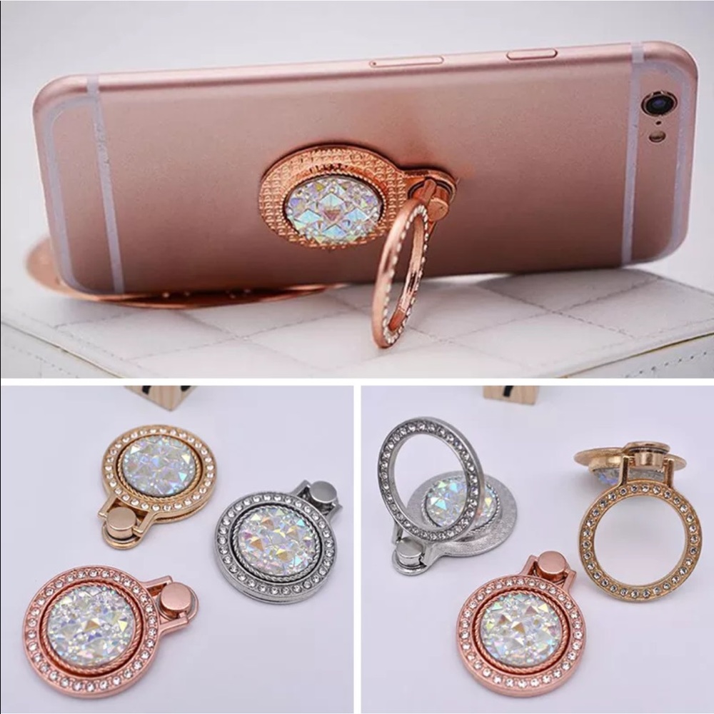 Gold Crystal Cellphone Ring Stand